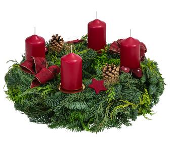 Adventskranz, dunkelrot, ca. Ø35/H15 cm