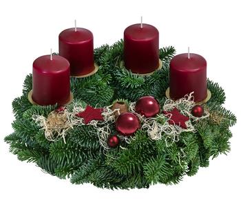 Adventskranz, dunkelrot, ca. Ø30/H15 cm