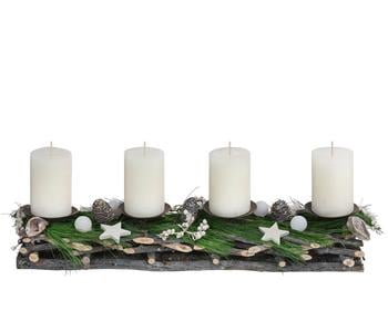 Adventsgesteck, weiß, ca. B50/H16/T15 cm