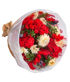 Trockenblumenbouquet Fantasy, rot