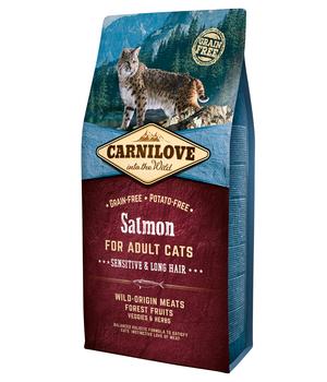 Carnilove Trockenfutter für Katzen Sensitive & Long Hair Adult, Lachs
