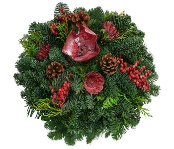 Grabgesteck aus Nobilis-Tanne, rot, ca. Ø30/H50 cm