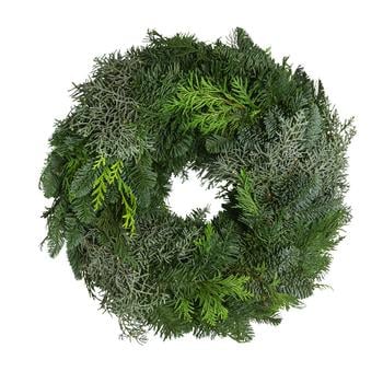 Adventskranz aus Koniferen-Mix, beidseitig gebunden, ca. Ø30 cm