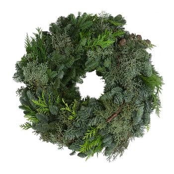 Adventskranz aus Koniferen-Mix, beidseitig gebunden, ca. Ø40 cm