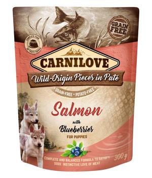 Carnilove Nassfutter für Hunde Wild-Origin Paté Puppy, Lachs & Blaubeeren, 300 g