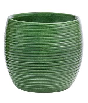 Dehner Keramik-Übertopf Florin, bauchig, grün, ca. Ø15 cm