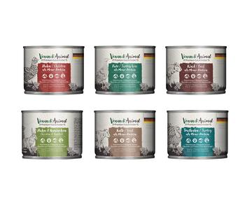 Venandi Animal Nassfutter für Katzen Adult Probierpaket 3, 6 x 200 g