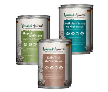 Venandi Animal Nassfutter für Katzen Adult Probierpaket 2, 6 x 400 g