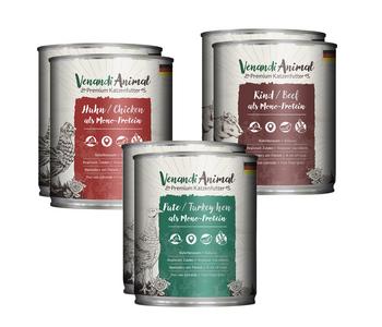 Venandi Animal Nassfutter für Katzen Adult Probierpaket 1, 6 x 800 g