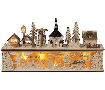 HGD Winterdorf mit Sockel und LED-Beleuchtung, ca. B45/H25/T10 cm