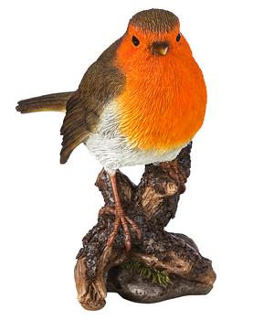 Dehner Polyresin-Rotkehlchen auf Baumstumpf, ca. H12,8 cm