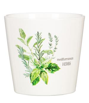 Scheurich Keramik-Übertopf Herba, konisch, weiß/grün