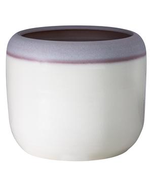 Dehner Keramik-Übertopf Florence, quadratisch, weiß/lavendel