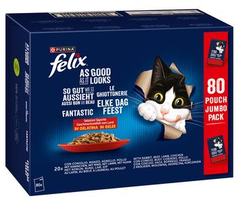 PURINA felix® Nassfutter für Katzen So gut wie es aussieht Geschmacksvielfalt vom Land in Gelee, 80 x 85 g