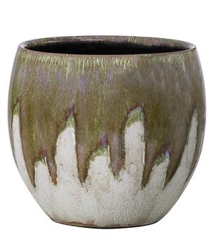 Dehner Keramik-Übertopf Joulie Duo, bauchig, grün/creme