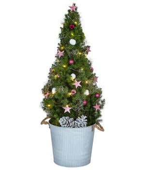 Geschmückter Weihnachtsbaum Linus, berry, mit Lichterkette