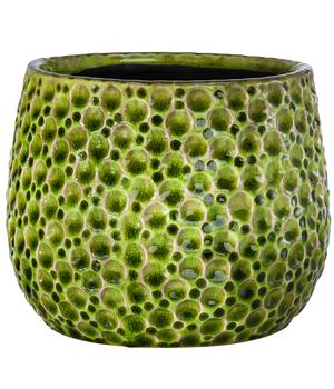 Dehner Keramik-Übertopf Drops, bauchig, grün, ca. Ø15 cm