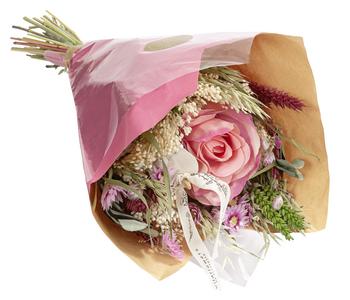 Trockenblumenbouquet Seidenglanz, natur/rosa