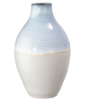 Dehner Keramik-Vase Miu, bauchig, hellblau/creme, ca. Ø21/H35 cm