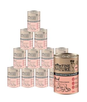 Dehner Fine Nature Nassfutter für Hunde Adult, Rind mit Reis, Zucchini & Tomate