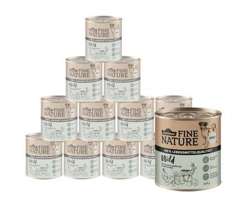 Dehner Fine Nature Nassfutter für Hunde Adult, Wild mit Sellerie, Karotten & Zwetschgen