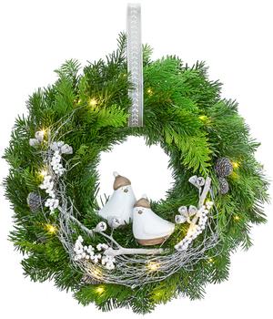Dehner Türkranz Wintervögel inkl. LED-Lichterkette, ca. Ø35 cm
