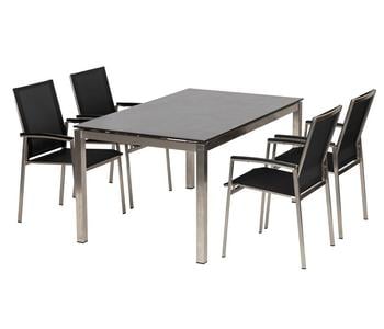 Acamp Gartenmöbel-Set Tisch Skye und Stapelstuhl Auris, 5-teilig