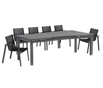 Acamp Gartenmöbel-Set Ausziehtisch Chicago und Stapelstuhl Hollywood, 7-teilig