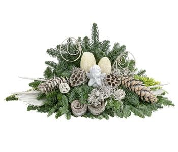 Grabbukett aus Nobilis-Tanne, weiß, ca. B63/H31/T36 cm