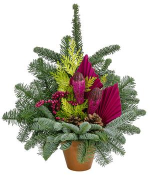 Grabgesteck in Ton-Topf, pink, ca. B37/H52/T22 cm