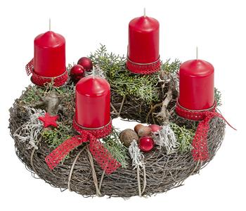 Adventskranz Rebe, rot, ca. Ø30/H19 cm