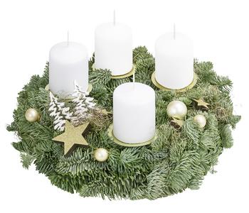 Adventskranz, weiß, ca. Ø25/H13 cm