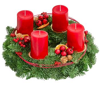 Adventskranz, rot, ca. Ø30/H15 cm
