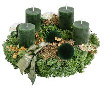 Adventskranz, dunkelgrün, ca. Ø35/H15 cm