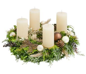 Adventskranz, creme, ca. Ø35/H19 cm