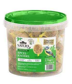 Dehner Natura Premium Wildvogelfutter Apfel-Meisenknödel im Eimer, mit Netz, 30 Stk.
