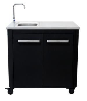 Cozze Außentisch mit Edelstahlspüle, inkl. Wasserhahn, ca. B93,5/H90/T60 cm, Schwarz - Stahl / Edelstahl