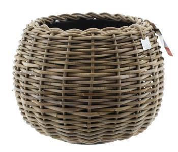 Van der Leeden Rattan-Topf Tina, rund, grau/braun