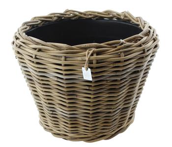 Van der Leeden Rattan-Topf Drypot, rund, grau/braun