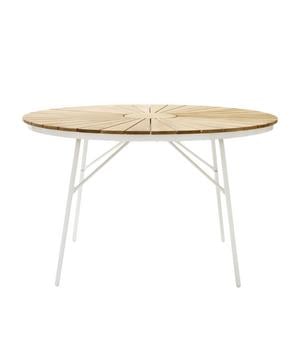 Cinas Gartentisch Ellen, ca. Ø110/H74 cm, Weiß - Teakholz / Aluminium