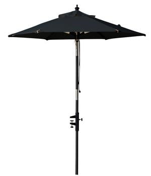 Cinas Balkonschirm, rund, ca. Ø180/H200 cm, Schwarz - Polyester / Hartholz