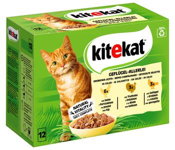 KITEKAT® Nassfutter für Katzen Multipack Geflügel-Allerlei in Gelee, Adult, 12 x 85 g