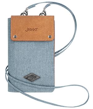 JEGGO Handytasche Catherine, ca. B11/H18,5/T3 cm, Blau - Leder / Polyester