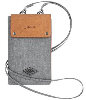JEGGO Handytasche Catherine, ca. B11/H18,5/T3 cm, Grau - Leder / Polyester
