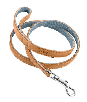 JEGGO Hundeleine Dublin, 1,2 m, Blau - Leder / Polyester