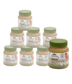 Dehner Natura Premium Wildvogelfutter Erdnussbutter im Glas, Mehlwürmer, 8 x 340 g