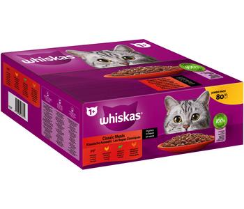 Whiskas® Nassfutter für Katzen Multipack Jumbo Klassische Auswahl in Sauce, Adult, 80 x 85 g