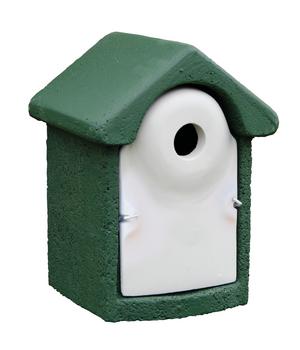 CJ Wildlife WoodStone Nistkasten Holzbeton, Einflugloch ca. Ø32 mm, grün, Grün / Weiß - Holz Beton