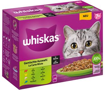 Whiskas® Nassfutter für Katzen Multipack Gemischte Auswahl in Sauce, Adult, 12 x 85 g