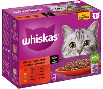 Whiskas® Nassfutter für Katzen Multipack Klassische Auswahl in Sauce, Adult, 12 x 85 g